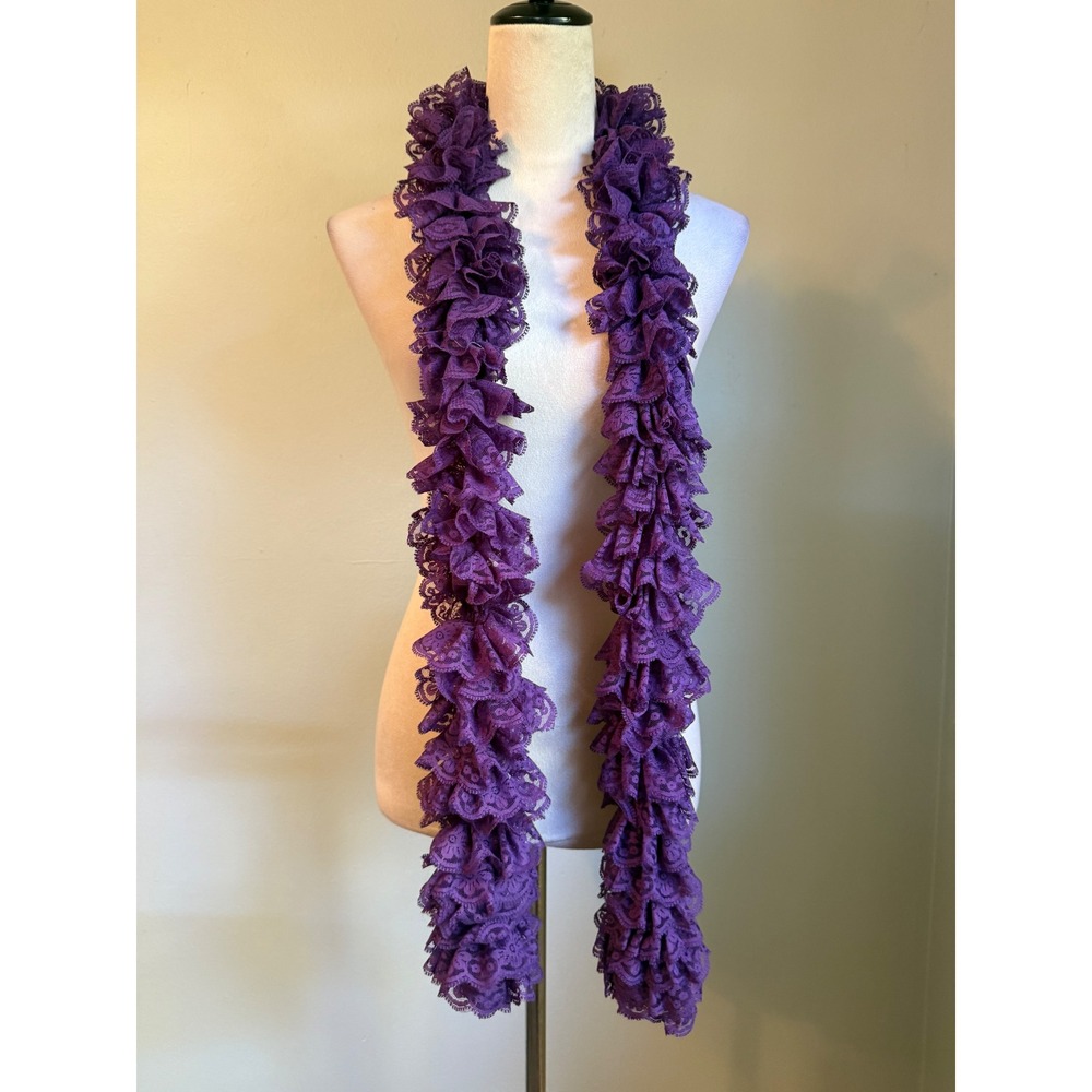 Purple Lace Ruffle Boa Scarf Victorian Floral whimsigoth y2k boho fairy festival